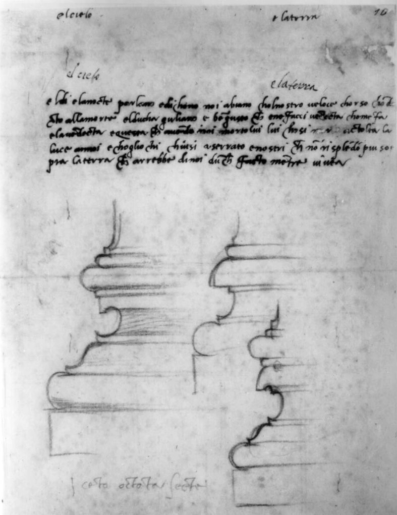Michelangelo: Zeichnung von Sulenbasen-Profilen zur Capella Medici, Florenz